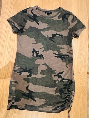 Sanctuary Camo-Print Drawstring T-Shirt Dress Size Medium